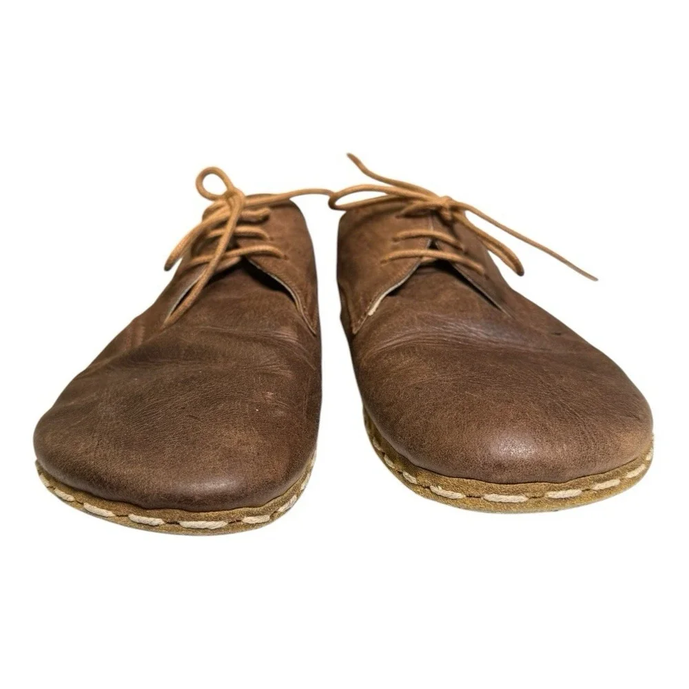 TIGRIS Men's Brown Leather Lace-Up Shoes Size 41‎ Comfortable Casual Footwear SU
